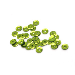 5 mm Round Light Green Sequins - 20 grams