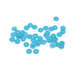 6mm Solid Blue Flat Round Sequins with 1 hole in the middle, for DIY Craft, 20 grams