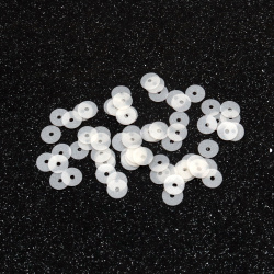 6mm Solid Flat Round Sequins with 1 hole in the middle, Color Warm White, Transparent, for DIY Craft, 20 grams
