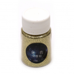 Брокатен блестящ прах 0.2 мм 200 микрона цвят злато -15 мл ~12 грама