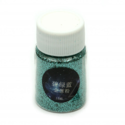Брокатен блестящ прах 0.2 мм 200 микрона цвят тюркоаз -15 мл ~12 грама