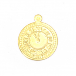Μεταλλικό διακοσμητικό νόμισμα ρολόι 15 mm χρυσό με κρίκο -50 τεμάχια