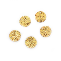 Metal coin, 15 mm, with a 1.5 mm hole, gold color - 50 pieces