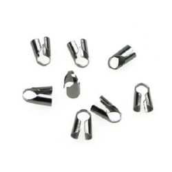 Cord Ends, STEEL 5x9 mm color silver -10 pieces