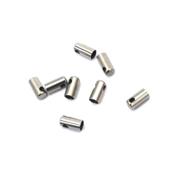 Rounded Steel Tip 4.5x9.5 mm Hole 2 mm Silver Color - 10 Pieces