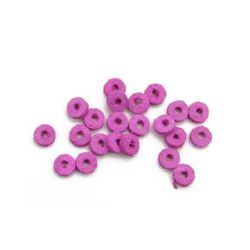 Leather round disc bead 6x2 mm dark pink  -12.5 grams ~ 300 pieces