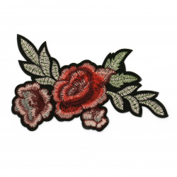 Embroidered Iron-On Flower Patch with Roses for Dress, Shirt, Shoes, Jeans, Clothing and DIY Craft, 10x160 mm
