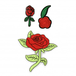 Embroidered Rose Flower Patches, Sew On or Iron On Clothes, Bags, Jeans, Jackets, Hats, Dresses, 25~100x55~100 mm ASSORTED Roses -3 pieces