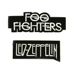 Embroidered Iron-On Sew-On Applique, Patches for Cloths, Pants, Jackets, Hats, Jeans, DIY Accessories,    90~120x40~45 mm ASSORTED Rock Bands Names - 2 pieces: Foo Fighters and Led Zeppelin