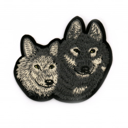 Embroidered Iron on Sew on Wolves Patch, for decorating jackets, bags, jeans etc., 100x85 mm Shape: wolves