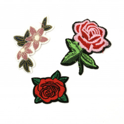 Embroidered Iron On Patches for Cloths, Pants, Hats, Jeans and more!  40~65x30~60 mm ASSORTED Flowers - 3 pieces