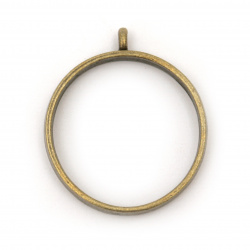 Основа за медальон рамка от цинкова сплав 28.5x28.5 мм кръг цвят антик бронз