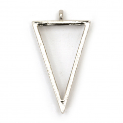 Baza pentru rama medalion din aliaj de zinc 35x22 mm triunghi culoare argintiu