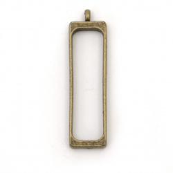 Medallion Pendant Base, Zinc Alloy Frame, 12x40mm, Rectangular Shape, Antique Bronze Color