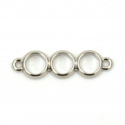Connecting Element Base, Zinc Alloy, 8.5x30mm, Three Circles Shape, Silver Colo