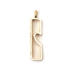 Gold-Colored Zinc Alloy Locket Frame Base, 35x8x4 mm, Designed for Couples' Jewelry