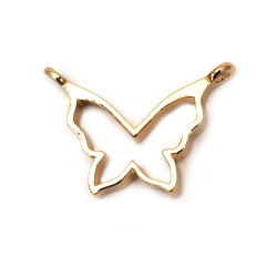 Zinc Alloy Butterfly Shaped Frame with 2 Holes, Pendant Base for Jewelry Making, 34x25x4mm, Gold Color
