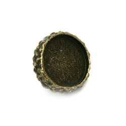 Metal Pendant Element with Galvanized Coating, 15x15x11mm, Acorn Cap Made of Epoxy Resin, Bronze Color