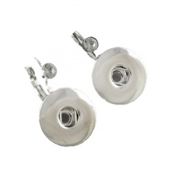 Metal Earrings with Crystal / Snap Button / 30 mm