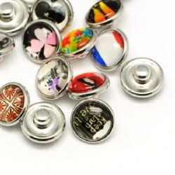 Snap Button Set, Glass Cabochon, DIY Clothes, 12 mm