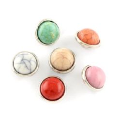 Snap buttons, Turquoise Imitation, Mixed Colors 12 mm Cabochon