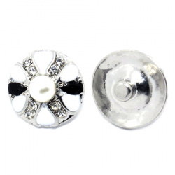 Копче Тик-так 25x23x12 мм метал с кристали и перла АСОРТЕ