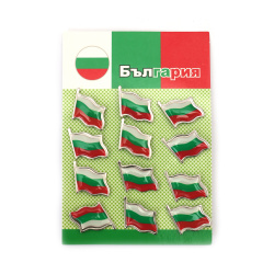 Badge Bulgarian Flag Tricolor 20x20 mm Silver - 12 Pieces