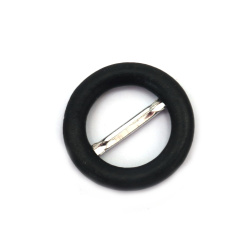 Aluminum Buckle Covered with Imitation Leather / 31x4.5 mm /  Black