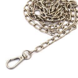 Metal Chain Bag Handle with Carabiners / Silver Color /  118x0.8x0.3 cm