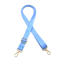 Adjustable Textile Bag Handle / Blue with Gold Carabiners /  70~126x2.5 cm