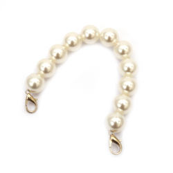 Pearls Bag Handle Made with Lobster Clasps / Cream with Gold Color / 23x1.8 cm 