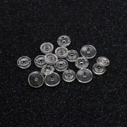 Plastic Snap Buttons T5, 12 mm,  Transparent - 20 pieces
