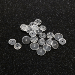 Plastic Snap Buttons T8, 14 mm,  Transparent - 20 pieces