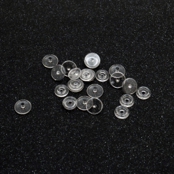 Plastic Snap Buttons T3, 10.5 mm,  Transparent - 20 pieces
