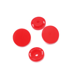 Plastic Snap Buttons, 14 mm, T8, red - 20 pieces