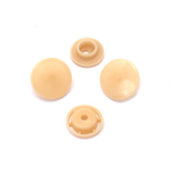 Plastic Snap Buttons, 14 mm, T8, beige color - 20 pieces