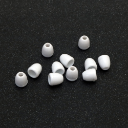 Plastic Cord Ends 12x11 mm, Hole: 4 mm, Color: White - 20 pieces