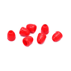 Plastic Cord End 12x11 mm, Hole: 4 mm, Red - 20 pieces