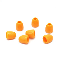 Plastic Cord End 12x11 mm, Hole: 4 mm, Dark Yellow - 20 pieces