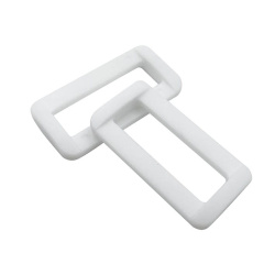 Plastic Adjuster/Buckle with Inner Diameter of 26x6.5 mm and Outer 33x17 mm, White color - 10 pieces