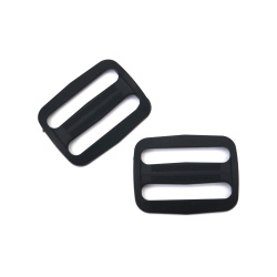 Plastic Adjuster/Buckle with Inner Diameter of 38x6 mm and Outer Diameter of 45x35 mm, Black color - 10 pieces