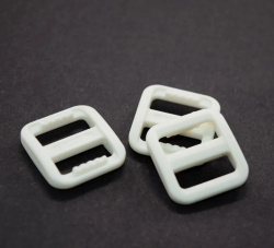 Plastic Adjuster/Buckle with Inner Diameter of 11x5 mm and Outer Diameter of 17x15 mm, White color - 20 pieces