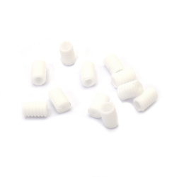 Silicone Cord Stopper 9x6 mm,  Holes: 4 mm and 2 mm, White - 20 pieces