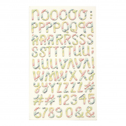  stickers letters and numbers 25x3 ~ 25 mm colored -145 pieces
