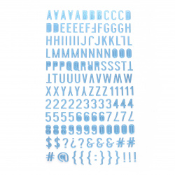 stickers letters numbers and signs 10x2 ~ 10 mm color blue -145 pieces