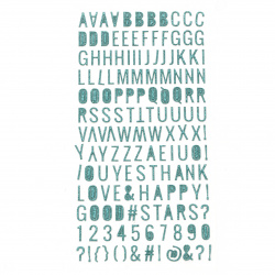 stickers broach letters numbers and signs 10x2 ~ 10 mm color turquoise -150 pieces