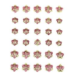 Емайлирани самозалепващи стикери с брокат цвете 10±14 мм -30 броя