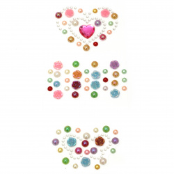 Self-adhesive stones pearl and acrylic various heart and butterfly shapes colored