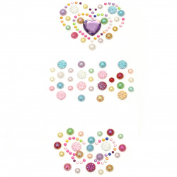 Pietre autoadezive perlate și acrilice diferite forme de inimă și fluture colorate