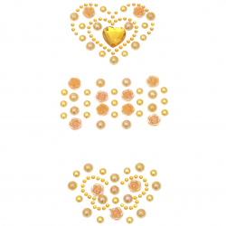 Self-adhesive stones pearl and acrylic various heart and butterfly shapes yellow